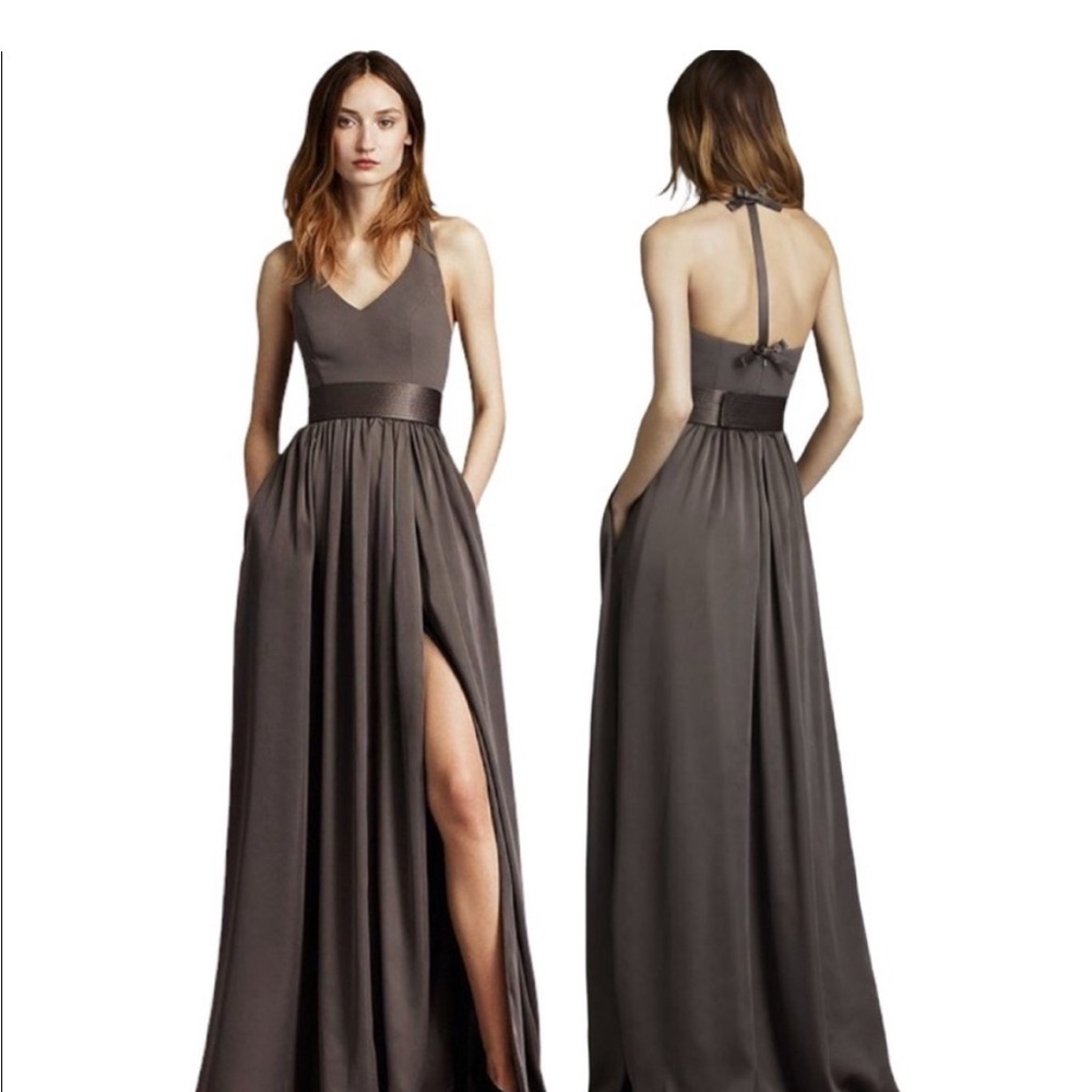 White by Vera Wang Charcoal Backless Bridesmaid Gown